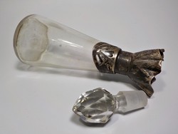 Szecessziós ezüstnyakú dugós palack , jelzett eredeti darab 