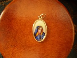Antique gold mary pendant