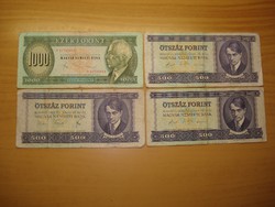 500, 1000 forint 1969 -  1983 - 1990 