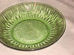 Szép régi zöld üveg tányér 21 cm