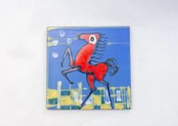 A vörös ló - formalista csempekép - retro iparművész kerámia