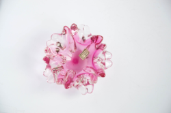 Rózsaszín üveg virág hamutartó LRE vagy ELR jelzésű cseh üveg hamutál - Josef Hospodka Chribska huta
