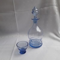 Kék likőrös üveg pohárral  /  2258