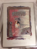 Nagy 51 cm x 71 cm látványos keretezett modern Joseph Sawchuk - Time Revisited - szignált nyomat