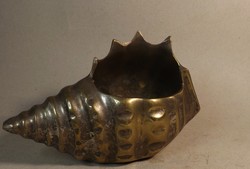 Régi ,antik bronz kagyló kaspó,asztalközép