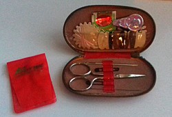 Retro marked sewing kit with German scissors