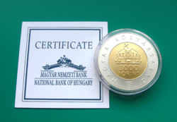 3000 forint - bicolor - Államalapítás 1000. évfordulójára - 1999 BU,  MNB certi-vel