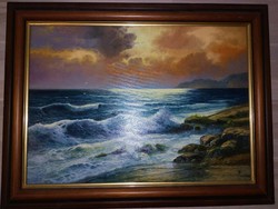 Temesvári Ferenc háborgó tenger festmény