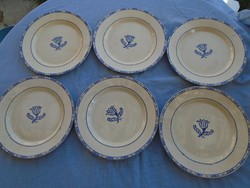 CCA 1890-1898 böl származó majolika tányérok 6 db nagyméretű kézzel festett.