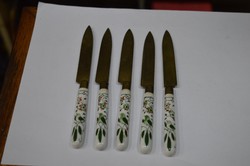 5 darab régi porcelán nyelű kés