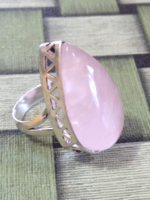 Rózsakvarc köves, 925-s ezüst gyűrű