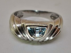 Szépséges antik akvamarin köves ezüst gyűrű