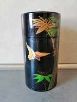​Keleti, kézi festésű fém teafűtartó doboz