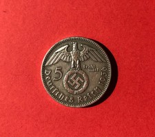 Birodalmi ezüst 5 márka 1939, ritka J veret