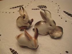 Zsolnay bunnies, 3 pcs
