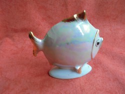 Gyönyörű szép irizáló Drasche porcelán halacska figura