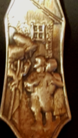 Antik csecsemő etető kanál,mese figurával díszített,jelzett