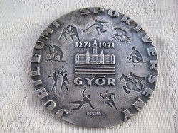 Győr jubilee sports competition 1271 -1971. 15.5 X 05 cm commemorative plaque, marked Renner