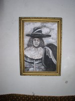 Gulácsy Lajos:Lovag és nő, 24 x 17 cm,  tempera, karton, üvegezett keretben