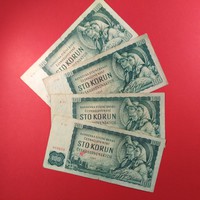 Csehszlovákia 100 korona 1961 4db NSZ