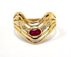 Piros köves arany gyűrű (ZAL-Au78911)