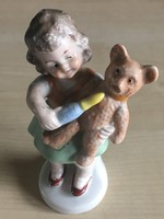 Kislány macival-német porcelán
