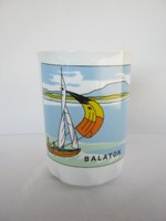 Balatoni emlék vitorlás hajós Zsolnay porcelán pohár