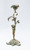 Réz/bronz és öntöttvas gyertyatartó - neobarokk stílusú, akttal