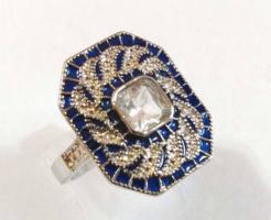 KIÁRUSÍTÁS! Art Deco 925-s töltött ezüst gyűrű, fehér topáz kővel