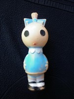 Retro sípolós kék ruhás Böbe baba gumi játék