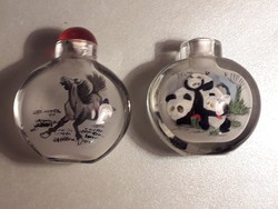 MOST ÉRDEMES VINNI!!! Kínai belső festésű panda mackós és lovas parfümös üveg 2 darab együtt