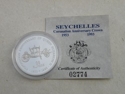 KK327 Seychelle-szigetes Ezüst tükörveret 25 rúpia koronázási emlékérme