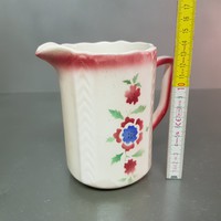 Kispest burgundy striped, burgundy flower pattern small granite hard ceramic water jug (690)