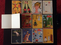 12 db. hibátlan retró képeslap üdvözlőkártya a 70-es évekből ajándék söralátét
