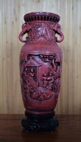 Csodálatos, cinóber vörös, régi kínai váza. Jelzett!