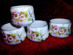 4 db Szecessziós  kézzel festett  porcelán teás  csésze-szellőrózsa és madár