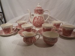 Porcelán - Kávéskészlet - Royal Tudor Ware - Angol - porcelán HIÁNYTALAN - 15 db - HIBÁTLAN