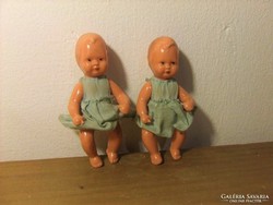 Régi, ritka 1950-es évekbeli német Edi baba-babák párban eredeti selyem ruhájukban