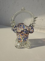 Vintage Czechoslovak glass basket - basket with handles: glasswork product