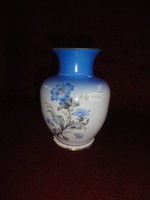 Hollóház porcelain vase, 16 cm high, with a hollow, blue flower pattern. He has!