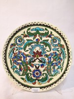 Kerámia dísztál, kézi festéssel, XIX sz. vége - 02749