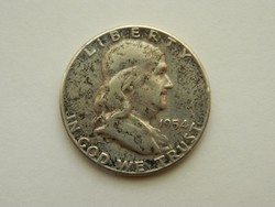 1954 Amerikai Franklin ezüst fél Dollár.