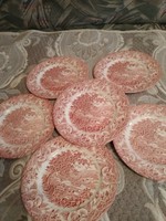 Angol régi szép pink lovas tányér 6 darab