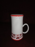 Hollóháza porcelain beer mug, 14.5 cm high, decorated with a folk motif. There are good ones!