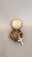 Gyönyörű szép antik ezüst Mária medálion, szelence, olvasó Rózsafüzérrel