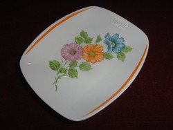 Hollóház porcelain decorative plate with floral pattern, size 12.5 x 14.5 cm. He has!