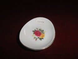 Hollóház porcelain decorative plate with rose motif, size 9 x 7 cm. He has!