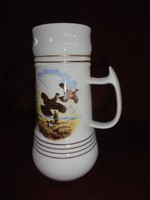 Hollóház porcelain beer mug, 22.5 cm high (picture depicting a bird), one liter. He has!