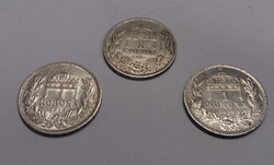 3 darab ezüst 1 korona egyben. 1895, 1912, 1914.