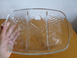 Retro,vintage,gyümölcsmintás,osztott kínáló,asztalközép,sütis